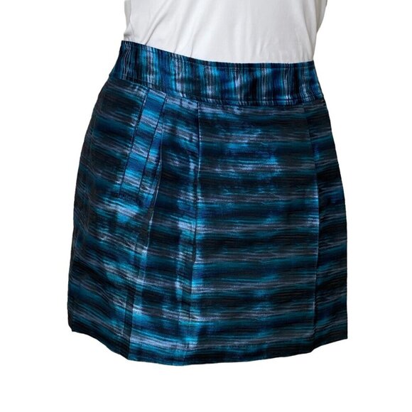 MICHAEL Michael Kors Teal Metallic Pocketed Mini Skirt, Pleated Women's Size 12 - Picture 3 of 10